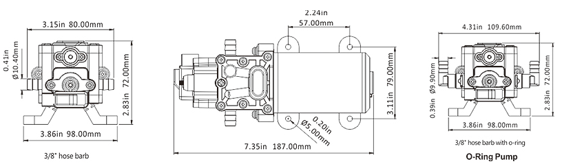 DImensões da Bomba Solar FL-3203