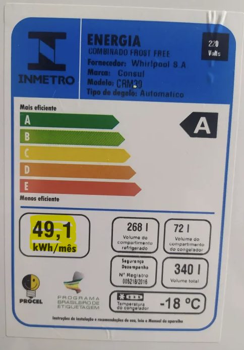 Consumo Geladeira 49lwh mes 1